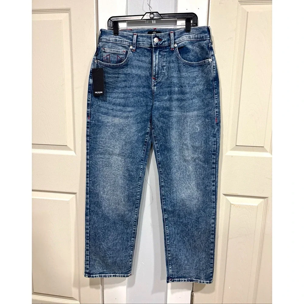 True Religion Bobby Relaxed Baggy Jeans Men's 32x32 Acid Wash Blue NWT